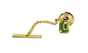 14Kt  Gold 8x6 Emerald San Carlos Arizona Peridot GemTie Tack ESTT226/9723 - Picture 1 of 2