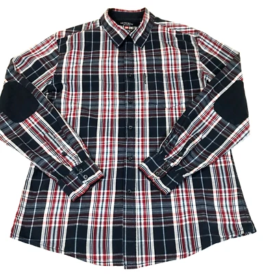 Ecko Unltd Shirt Mens Sz Large Red Blue Plaid Cotton Long Sleeve Casual Cowboy - Image 1 of 4
