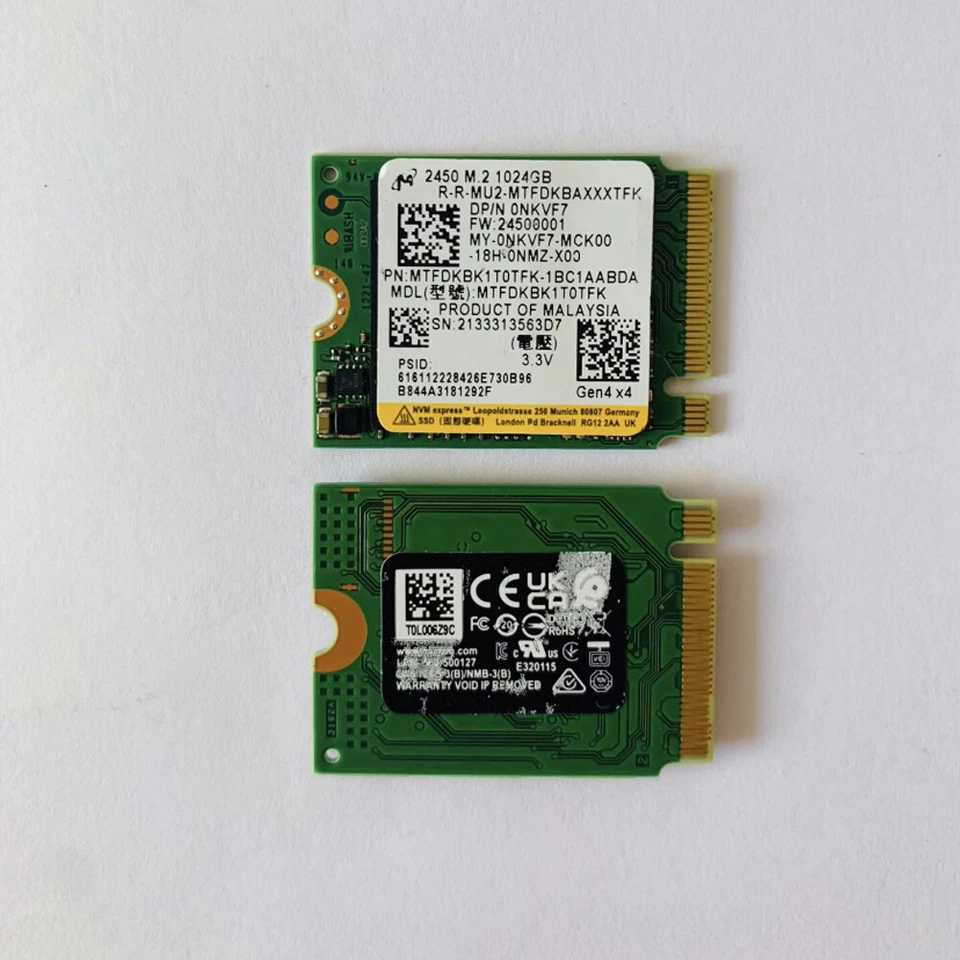 Micron 2450 256GB 512GB 1TB M.2 2230 SSD NVMe PCIe 4.0 For Microsoft Surface Pro - Image 1 of 1