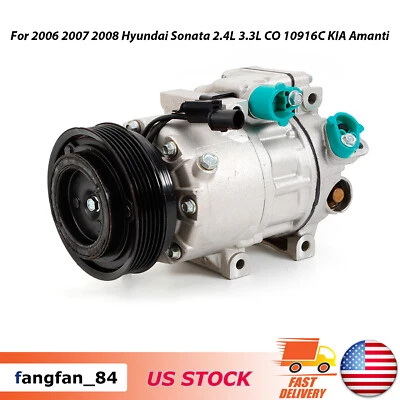 AC Compressor For 2006 2007 2008 Hyundai Sonata 2.4L 3.3L CO 10916C KIA Amanti Foto 1 de 4