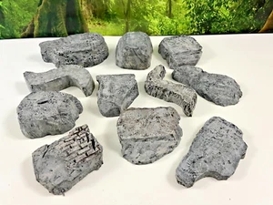 Wargaming Gelände 11er SET BEMALT D&D Felsen Warhammer 40K RPG Diorama - Bild 1 von 22