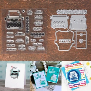 You’re My Type Typewriter w Hearts & Numbers Small Cutting Dies & Stamps Set - Picture 1 of 7