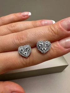 Ohrstecker Herz 9 kt Weißgold 1,15 kt im Labor gezüchtete Diamanten Halo LGSL15 - Bild 1 von 18