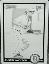 AUSTIN JACKSON 2010 Topps Bowman Chrome RC PRINTING PLATE SP #1/1 Tigers One of