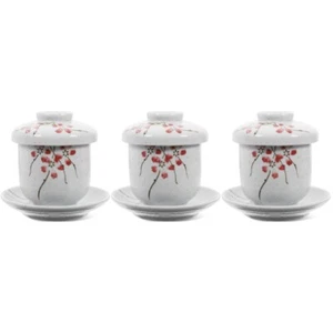 3 Sets Ceramic Stew Pot Baby Kitchen Tableware Bird's Nest Cup with Dish - Picture 1 of 12