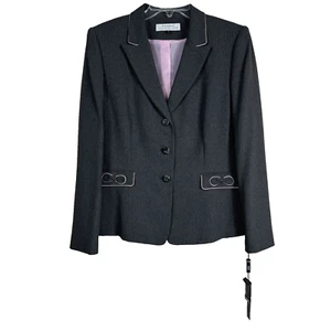 Tahari Arthur S. Levine Women's Grey/Pink Notched Lapel Blazer Career Jacket 16 - Picture 1 of 12