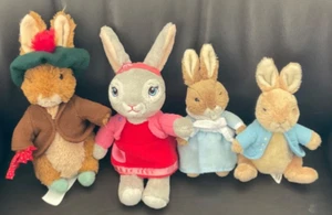 BEATRICE POTTER MRS RABBIT,PETER RABBIT,BENJAMIN,COTTONTAIL 4 SOFT TOYS - Picture 1 of 6