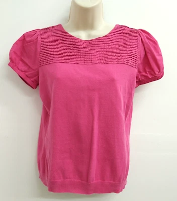 RQT Top Blusa Suéter Mujer M Pequeño Rosa Manga Corta Pullover Informal Preppy Foto 1 de 4