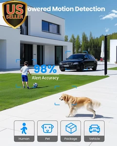 Solar Security Cameras Wireless Outdoor, 3MP Pan Tilt 360°Wifi Camera with Co... - Picture 1 of 9