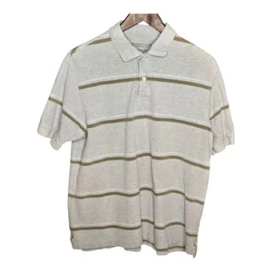 Faded Glory Striped Polo Shirt Mens Retro Casual Short Sleeve Heather Gray L - Picture 1 of 8