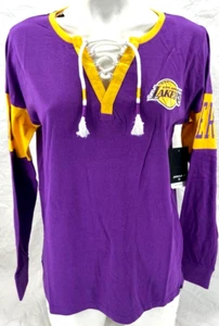 New Los Angeles LA Lakers New Era Long Sleeve Lace Up Purple Shirt Women's S - Picture 1 of 9