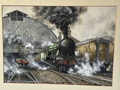 VINTAGE TRAIN PAINTING RAILROAD REALISTIC REALISM ILLUSTRATION ORIGINAL MARSHALL Foto 1 de 4