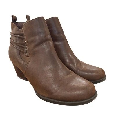 Baretraps Raewyn Ankle Boots Heeled Side Zip Brown Faux Leather 9.5 Boho Rustic - Image 1 of 4