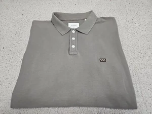 Billy Reid Gray Pima Cotton Embroidered Lightweight S/S Polo Shirt SZ Medium - Picture 1 of 11