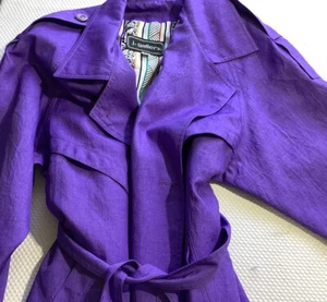 De colección J. Galería Abrigo Trinchera Púrpura Chaqueta Doble Pecho Trinchera Larga Talla 6 - Imagen 1 de 8