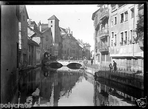 Vue animée ville à identifier quai - négatif photo verre photo - an. 1910 1920 - Imagen 1 de 1