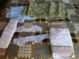 Großes Konvolut Vintage Spitze Interieur Kleidung Creme Grün & Blau Neu - Bild 1 von 17