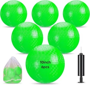 Hanaive 6 Pcs Kickballs 10 Inch Playground Ball Rubber Inflatable Green - Picture 1 of 7
