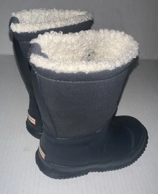 Hunter Niños Niños Pequeños Originales Roll Top Sherpa Lluvia Nieve Botas Azul Talla 8 Foto 1 de 4