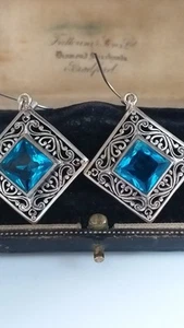 Orecchini vintage anni 90-90 in argento sterling 925 con grandi quadrati... - Foto 1 di 10