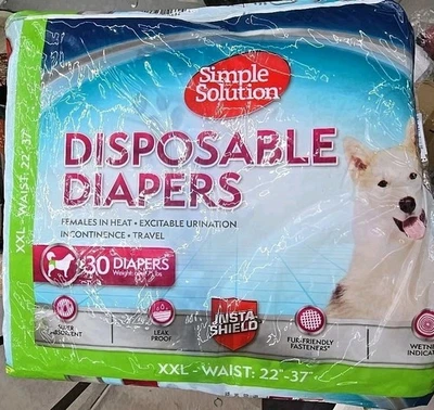 Pañales desechables para perros Simple Solution para perros hembras (30 pañales) XXL caja abierta Foto 1 de 3
