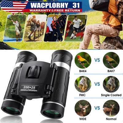200X25 Compact Binoculars for Adults Kids High Powered Mini Pocket Binocula US - Image 1 of 4
