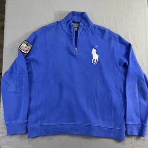 De Colección Polo Ralph Lauren Suéter Para Hombre XL Azul 1/4 Cremallera Pullover Big Pony Parche Esquí - Imagen 1 de 13