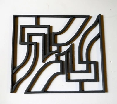 2 Piece Iron Modern Art Deco Gray Fence and Gate Insert - Image 1 of 3