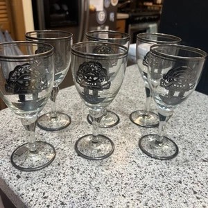 6  PERU SUN GOD MARMIL ARTESANIA TABUISA ORO SILVER  TONE WINE GLASSES - Picture 1 of 6