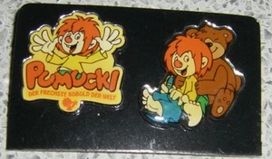 PUMUCKL 2 ältere Comic Pins- ca : 2,6x2,7 cm+2,5x3cm-TOP-2 xPUMUCKL-PINS-COMIC- - Bild 1 von 6