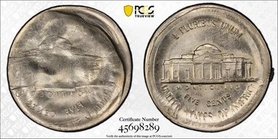 5c Double Struck Broadstruck 95% Brockage Reverse MULTI Min Error Coin PCGS MS64 - Image 1 of 3