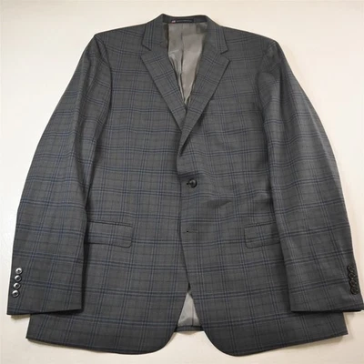 Hart Schaffner Marx 48L 灰色格子羊毛美国男式西装夹克运动外套 — 第 1/4 张图片