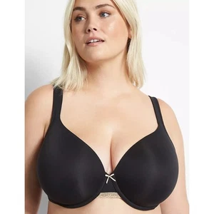 NWT Cacique | Black Extra Soft Lightly Lined Full Coverage Bra | Size 48D - Picture 1 of 9