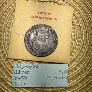 1805-S Chile 2R Silver Scarce In This Condition Rare - Picture 1 of 6