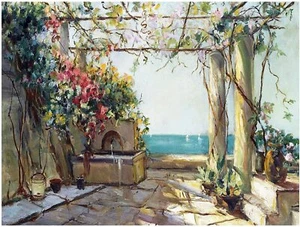 Garden Ocean Terrace Tile Mural Kitchen Bathroom Wall Backsplash Marble Ceramic - Picture 1 of 12