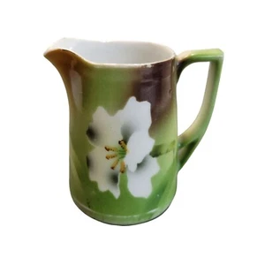 Antigua jarra floral de porcelana cerámica CT Carl Tielsch Alemania verde blanca - Imagen 1 de 8