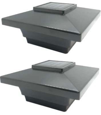 Solar Post Cap Low Profile 4 SMD LED Black 4X4 Vinyl & Wood ( 2 Pack ) PL251B - Image 1 of 4