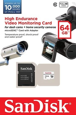 SanDisk 64GB High Endurance Video Monitoring Dash Cam Micro SDXC Memory Card -UK - Image 1 of 4