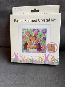 rabbit , bunny crystal art kit , gem art brand new , Easter , spring , framed - Picture 1 of 4