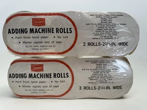 LOT OF 2 Sears Adding Machine Paper 3 Pack Replacement Rolls 2 1/4 Wide 130 feet - Picture 1 of 6