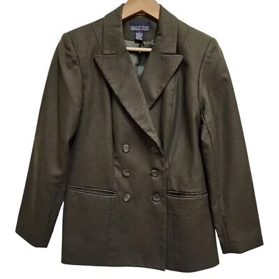 Blazer Herman Geist Mujer 6 Lana Oliva Doble Pecho Largo Slv Forrado Clásico  Foto 1 de 4