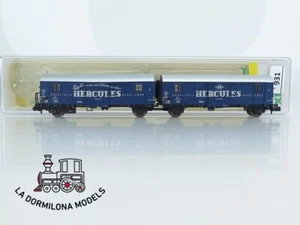 MG931 Escala N MINITRIX 15059 Leig-Einheit Gedeckten Güterwagen HERCULES DB OVP - Photo 1/18