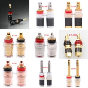 2 Paar EIZZ Gold/Silber/Rhodiniert Lautsprecher AMP Polklemme Bananenbuchse - Bild 1 von 10