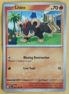 Tarjeta de Pokémon escarlata y violeta Paldea evolucionada 2023. Litleo 031/193 - Imagen 1 de 2