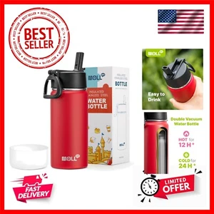 16 oz Water Bottle for Kids-Stainless Steel Double Wall Vacuum Insulated Spor... - Picture 1 of 10