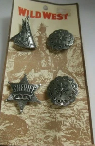 Vintage Wild West Button Covers Silver-tone Metal - Picture 1 of 2