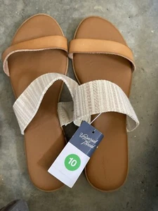 NWT Universal Thread Women's Torri Sandals Size 10 Slide Taupe Memory Foam  - Picture 1 of 3