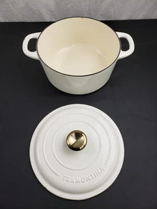 New 5.5 Qt ROUND Tramontina Enameled Cast Iron Dutch Oven Pot w/ Gold Knob READ - Picture 1 of 7