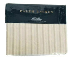 Ralph Lauren Francoise Dominique Stripe Queen Flat Sheet Cream/Pink 100% Cotton - Picture 1 of 4