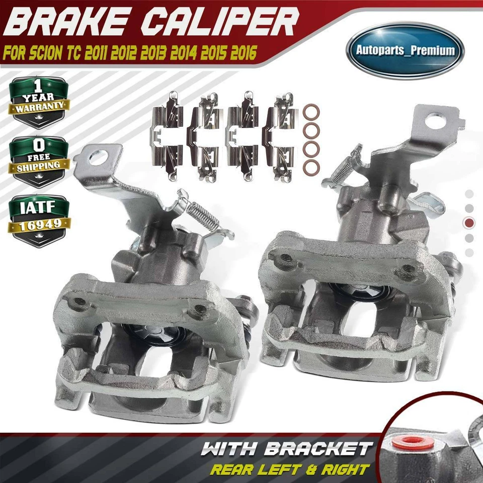 Pair Rear Disc Brake Caliper with Bracket for Scion tC 2011 2012 2013 2014-2016 - Image 1 of 4